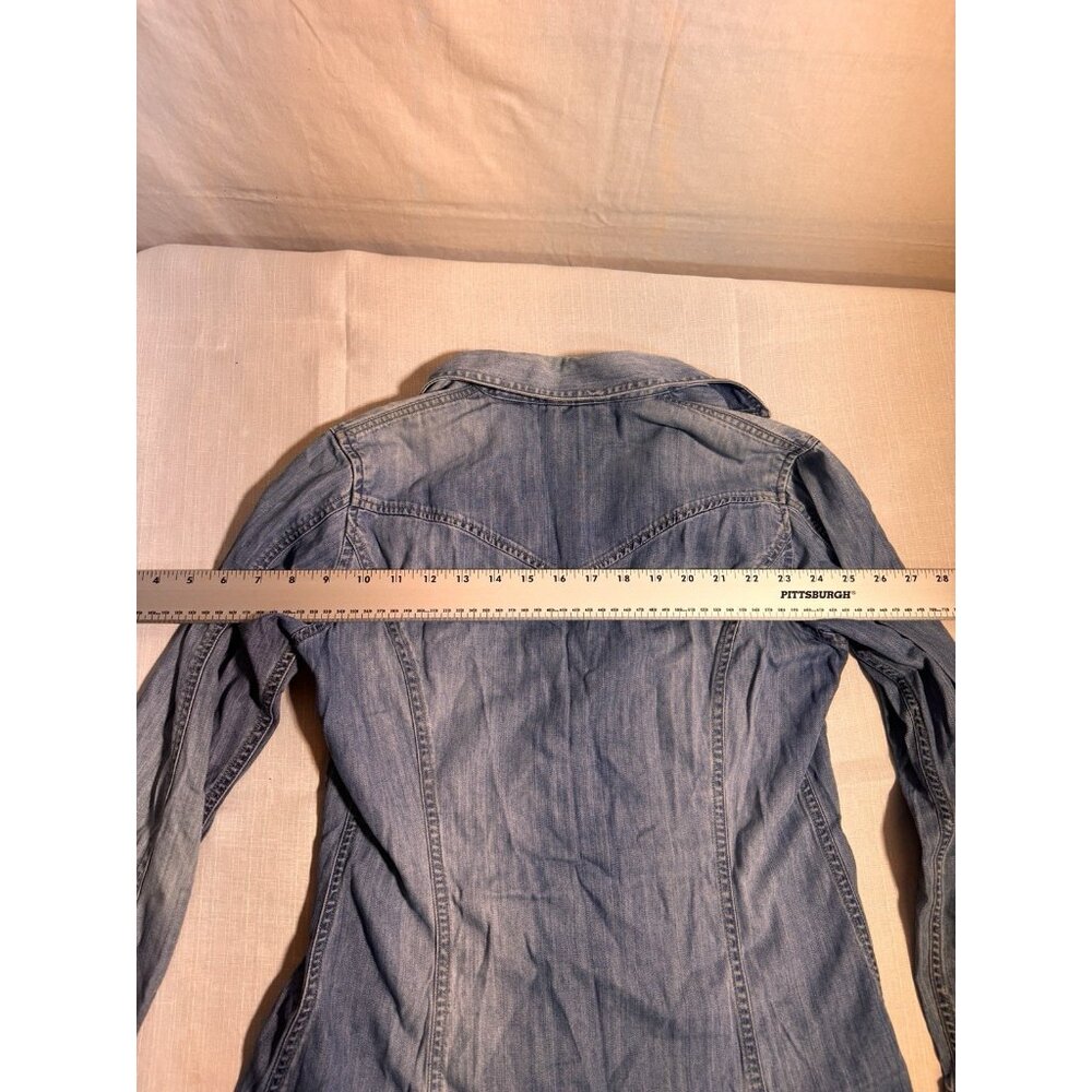 Eddie Bauer Western Shirt Womens Small Blue Denim Pearl Snap Long Sleeve Top - Picture 14 of 14